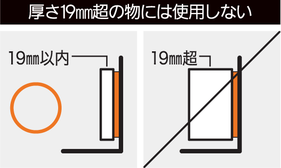 厚さ19㎜超の物には使用しない